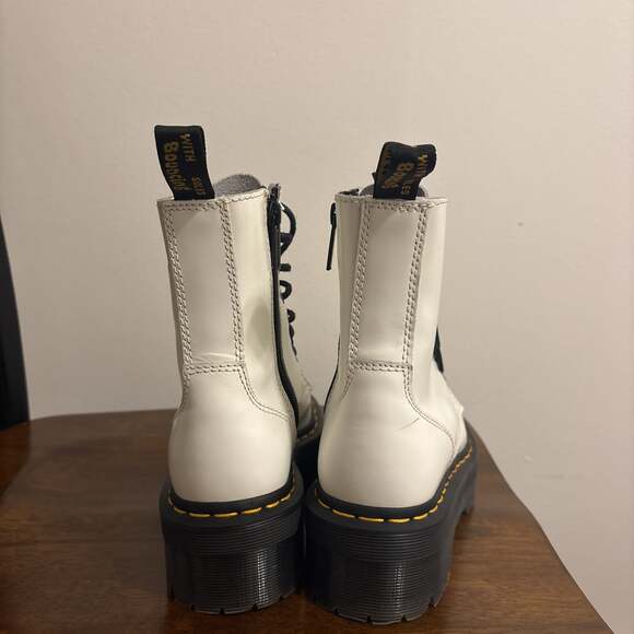 Dr. Martens Jadon Smooth Leather Platform Boots in White - Picture 3 of 5